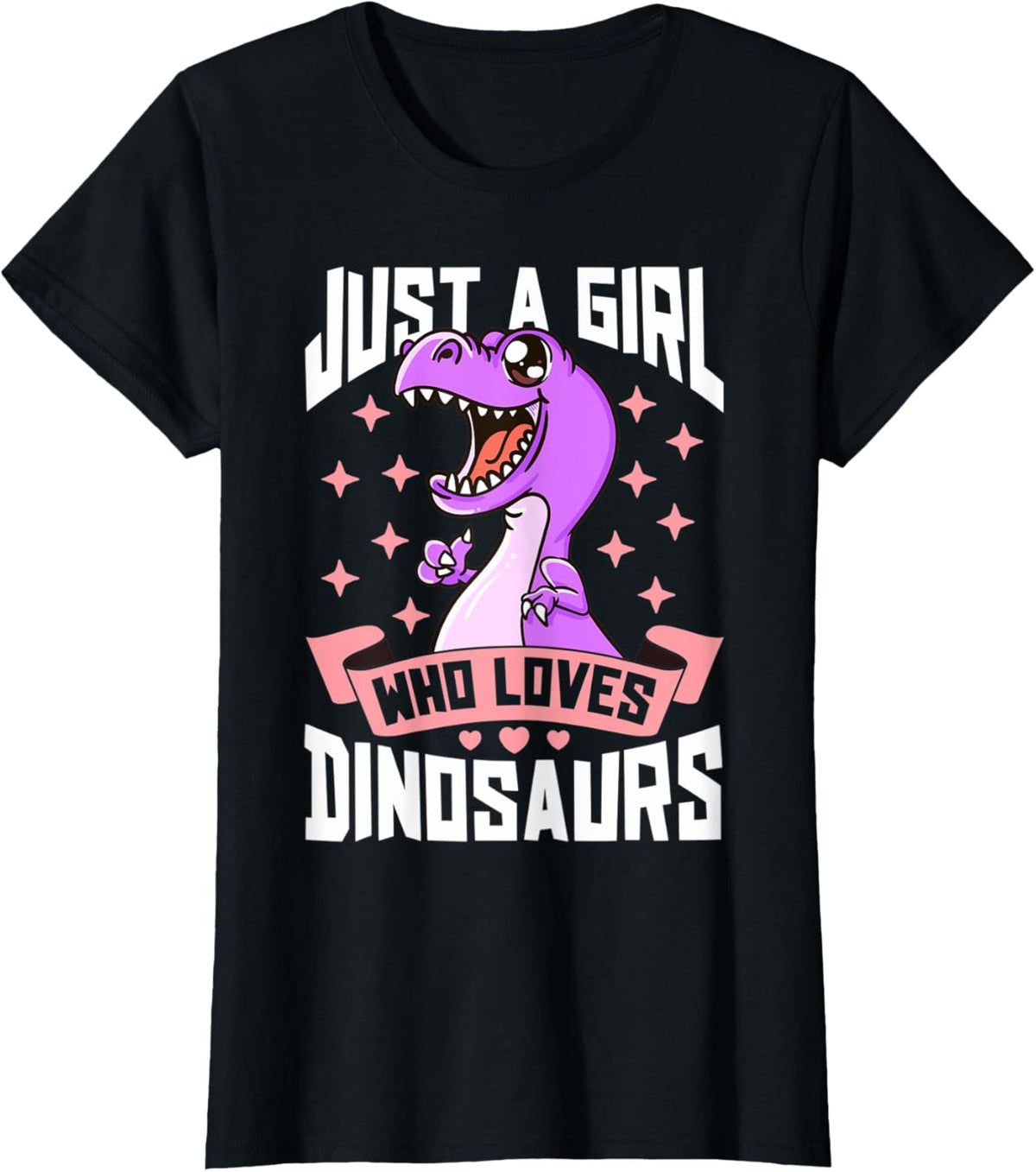 JUST A GIRL WHO LOVES DINOSAURS CUTE PURPLE PINK DINO LOVERS T-Shirt