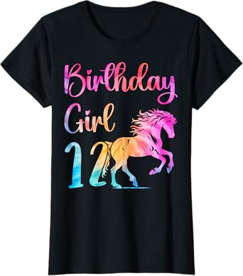 12th Birthday Horse 12 Year Old Girl Birthday Horse Lovers T-Shirt