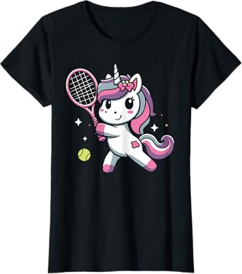 Unicorn Playing Tennis Funny Unicorn Lover T-Shirt