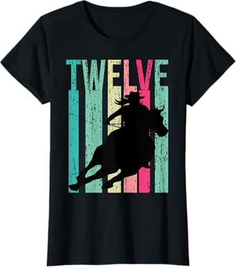 Retro Rodeo 12th Birthday Horse Lover Cowgirl Country 12 T-Shirt