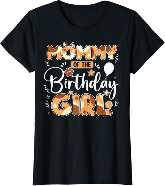 Mommy Daddy Of The Birthday Girl Blue Dog Family Matching T-Shirt
