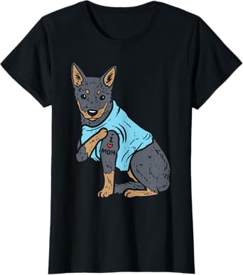 Heeler I Love Mom Animal Pet Red Blue Cattle Dog Women Gift T-Shirt