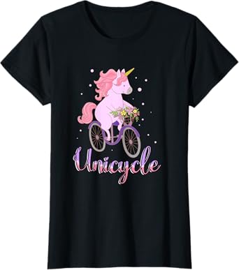 Unicorn Cute Horse Flowers Bike Biking Cycling Bicycle Gift T-Shirt