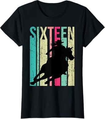 Retro Rodeo 16th Birthday Horse Lover Cowgirl Country 16 T-Shirt