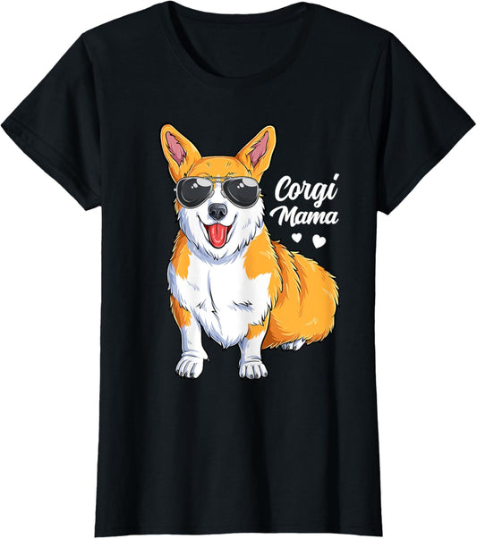 Corgi Mama Girls Women Puppy Dog Lover Mom T-Shirt
