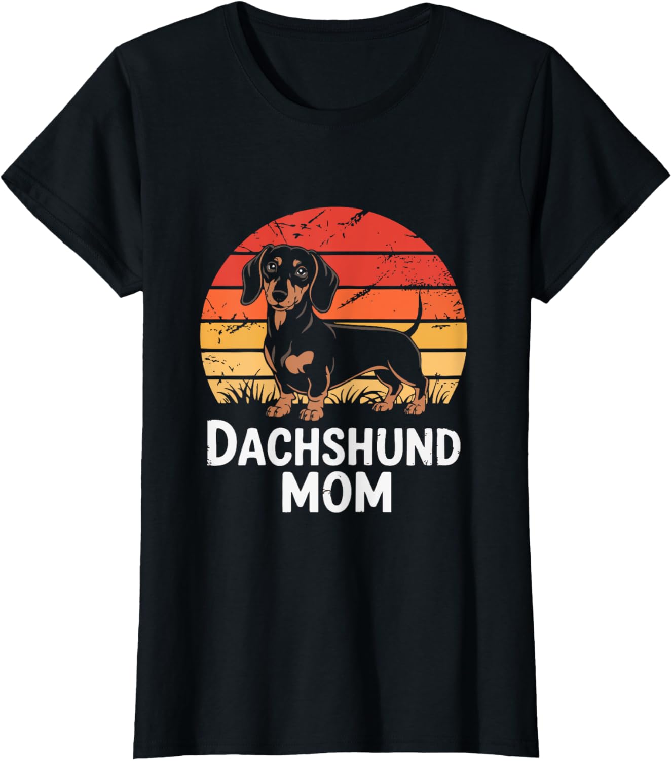 Retro Sunset Dachshund Wiener Dog Mom T-Shirt