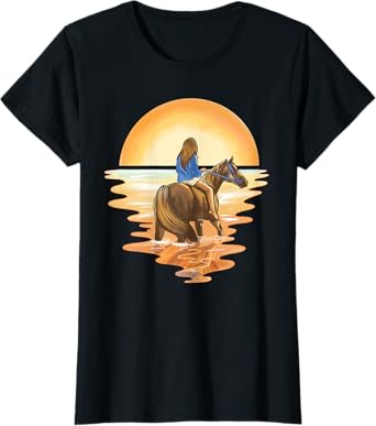 Horse Riding Equestrian Watercolor Horse Girl T-Shirt