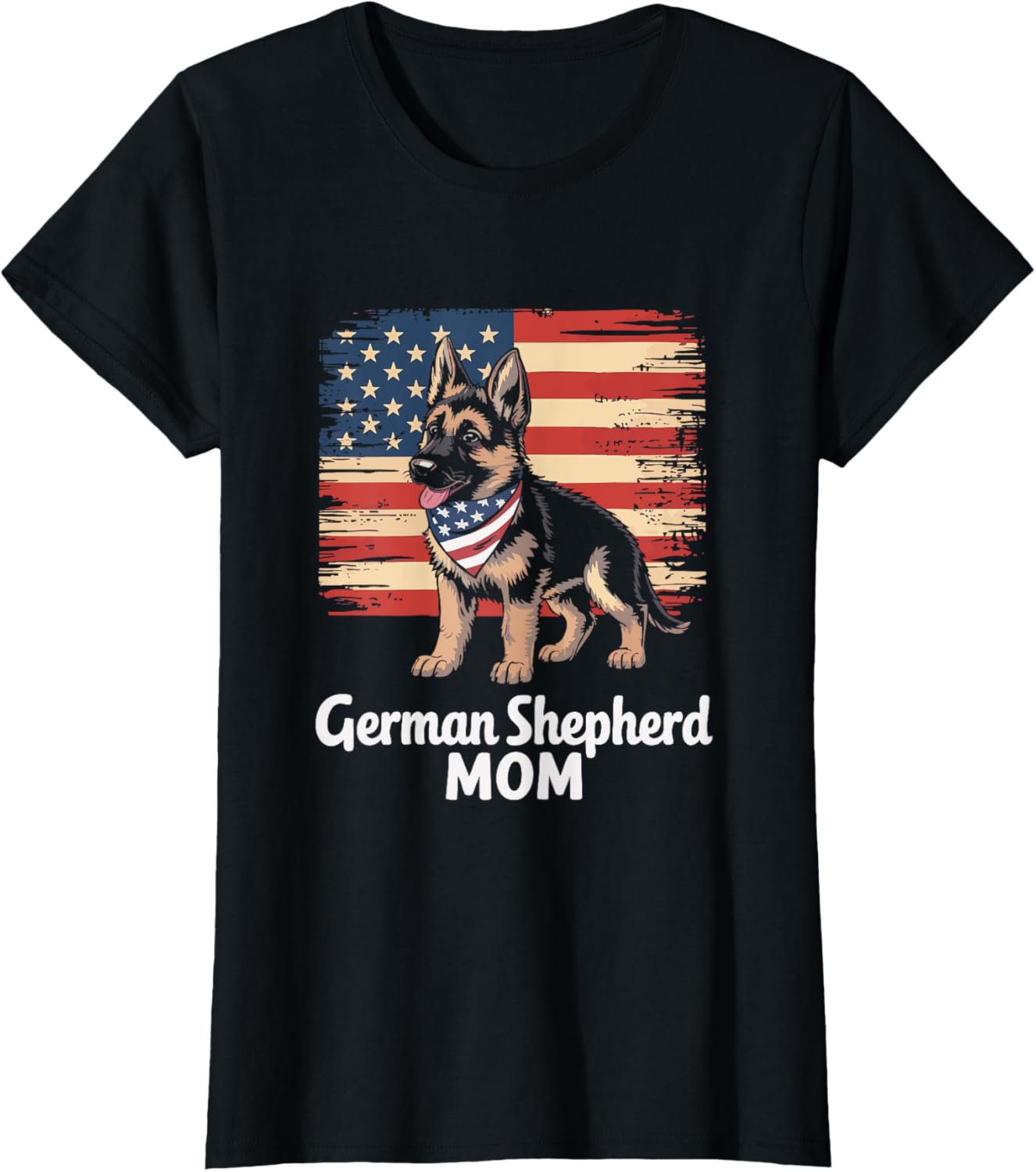 American Flag German Shepherd Dog Mom Patriotic T-Shirt