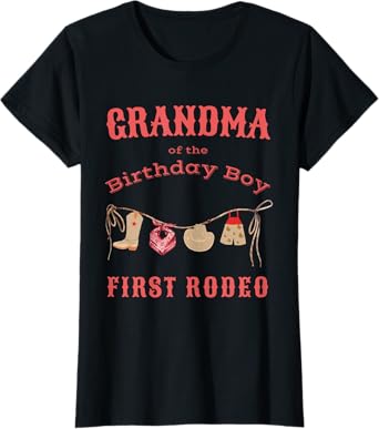 Grandma First Rodeo 1st Birthday Cowboy Family Matching T-Shirt