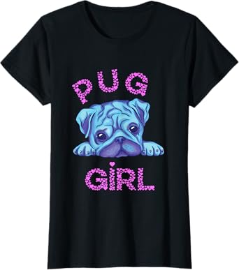 Pug Girl Sweet Pug Dog Owner Cute Pet Puppy Pug Breeding T-Shirt