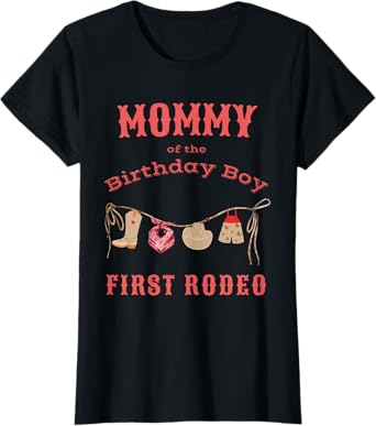 Mommy Mom First Rodeo 1st Birthday Cowboy Family Matching T-Shirt