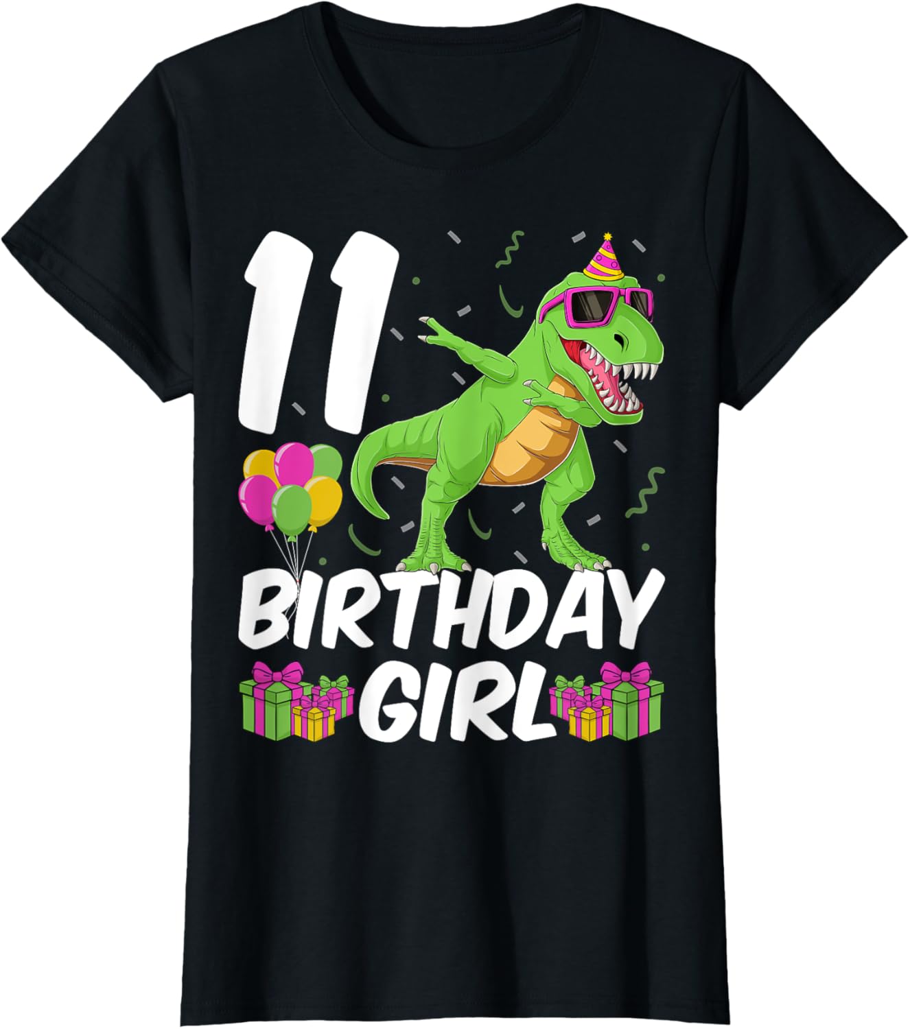 Dabbing Dinosaur T-Rex 11 Years Old 11th Birthday Girls T-Shirt