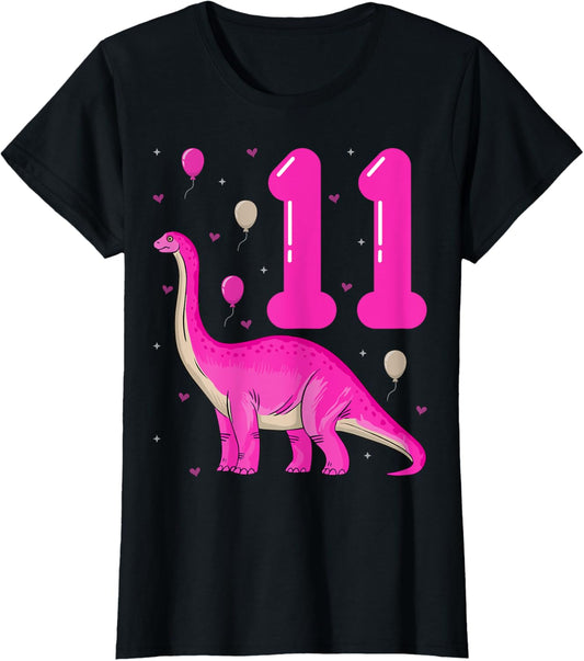 Birthday Girls 11 Years Old Dinosaur T-Rex 11th Birthday T-Shirt
