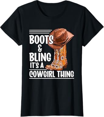 Boots And Bling It's A Cowgirl Thing Rodeo T-Shirt
