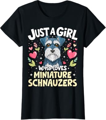 Miniature Schnauzer Dog Breed Puppy Schnauzer Pet Lover Girl T-Shirt