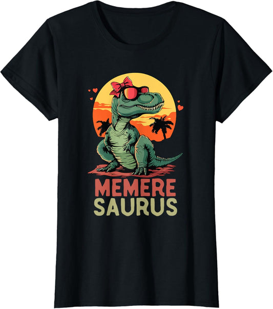 Fancy Grandma Mothers Day Birthday Christmas Gifts MemereSaurus Dino Dinosaur Memere-Saurus T-Rex Funny Trex T-Shirt, Small, Black