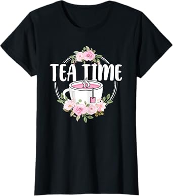 Cute Tea Time Flower Teacup Tea Lover Women Girls T-Shirt