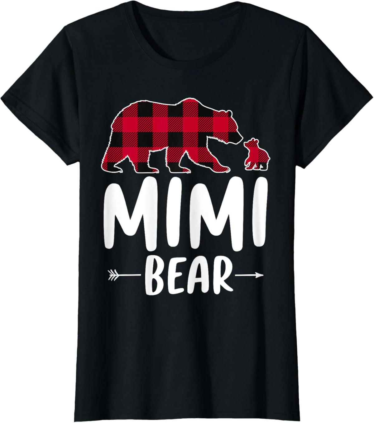 Mimi Bear Christmas Pajama Red Buffalo Plaid T-Shirt