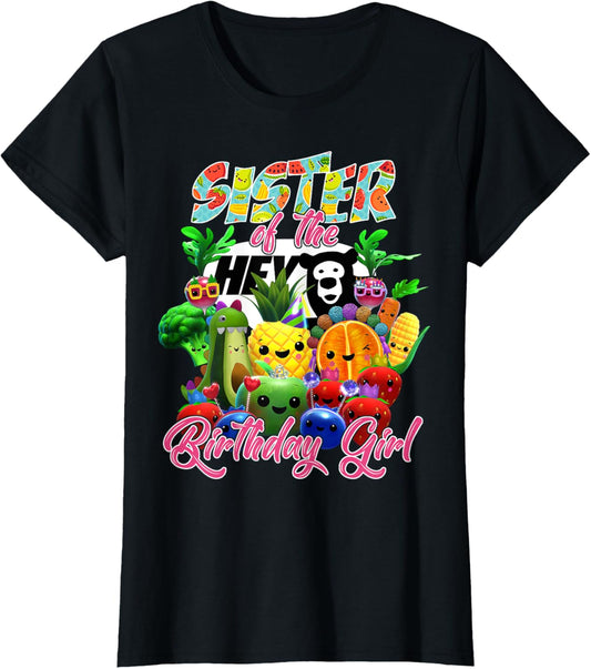Sister Of The Birthday Girl Family Fruit Birthday Hey Bear T-Shirt