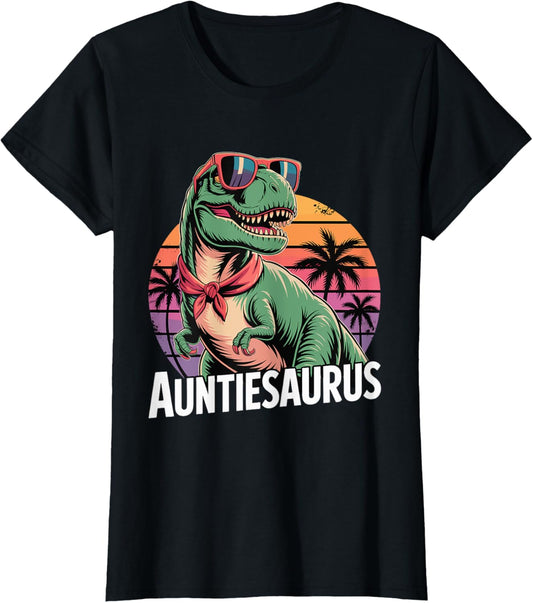 Auntiesaurus Funny Retro Dinosaur T-Rex For Cool Aunts T-Shirt