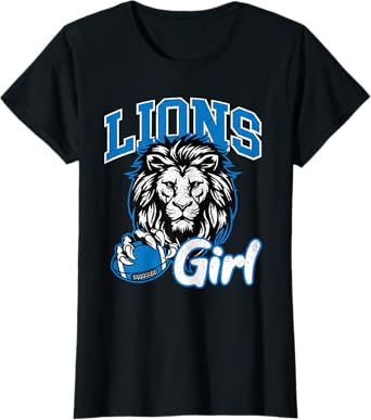 Lions Girl shirt Messy Bun Funny Sports Fan Team T-Shirt