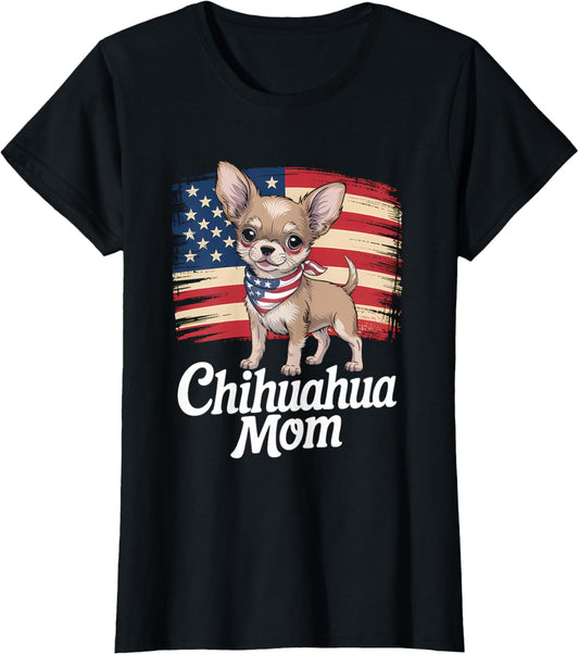 American Flag Chihuahua Puppy Mom T-Shirt