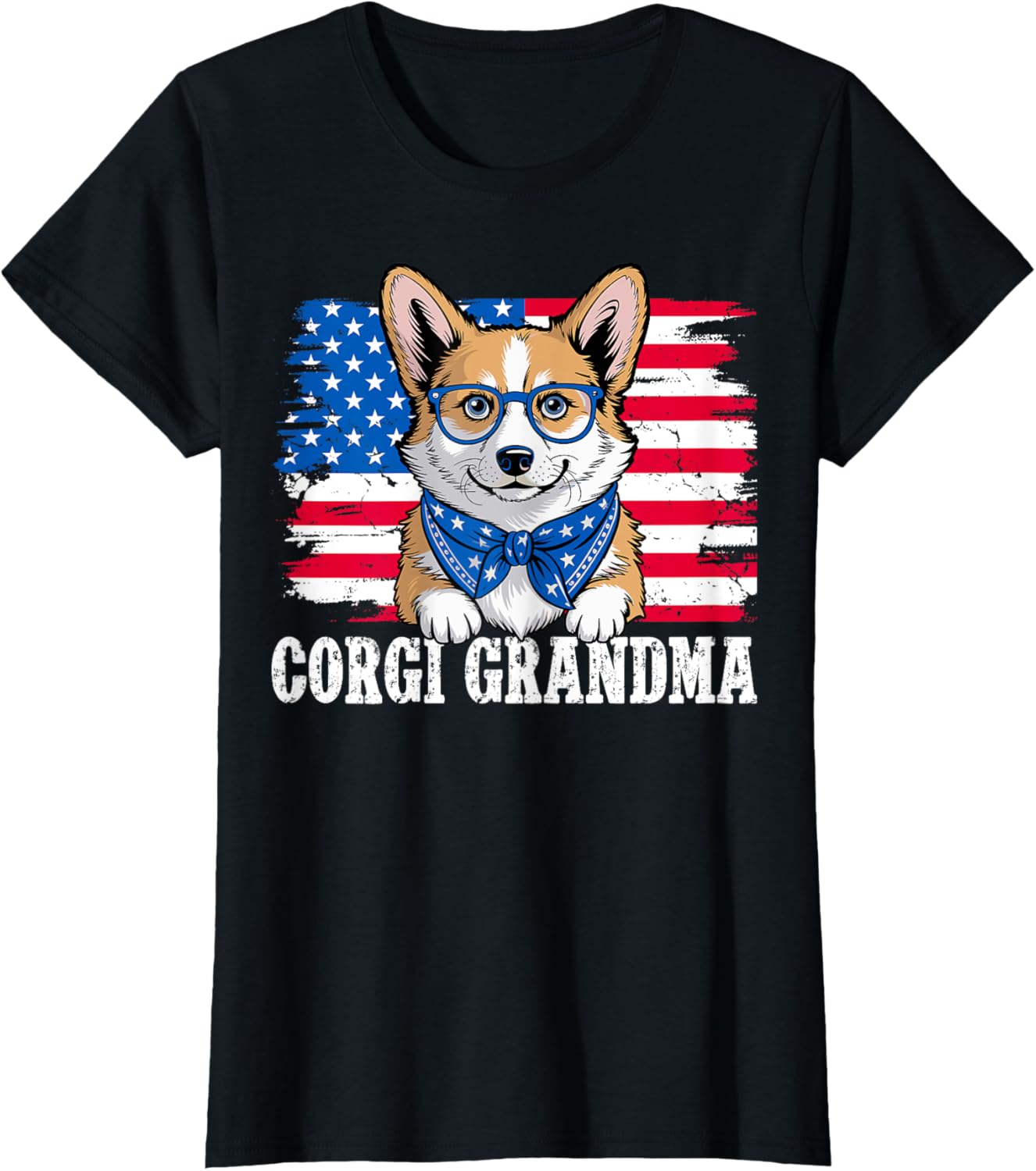 Corgi Grandma USA Patriotic Dog Lover 4th of July Grandmom T-Shirt
