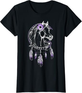Horse Light Purple Dream Catcher Flower T-Shirt