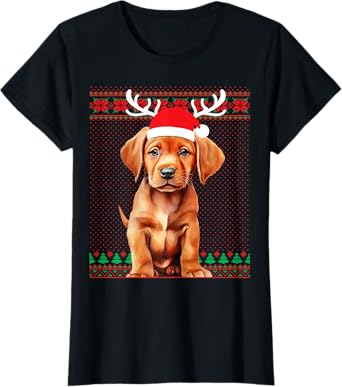 Fox Red Lab Christmas Santa Reindeer Labrador Retriever T-Shirt