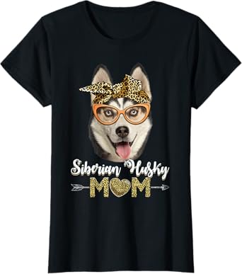 Cute Siberian Husky Mom Leopard Dog Mom Mother's Day Women T-Shirt