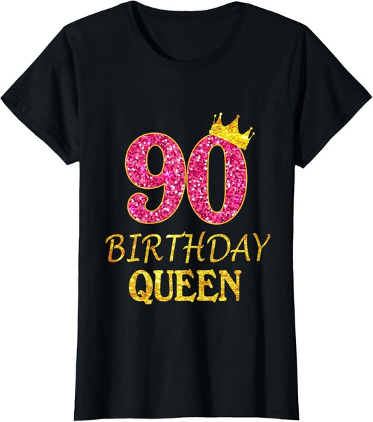 90 Years Old Birthday Queen Girl Shirt 90th Birthday Pink T-Shirt