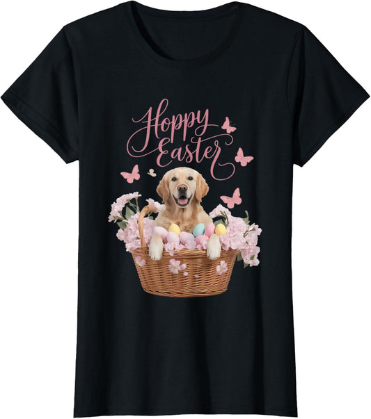 Golden Retriever Easter Bunny Eggs Hunting Funny Dog Lovers T-Shirt