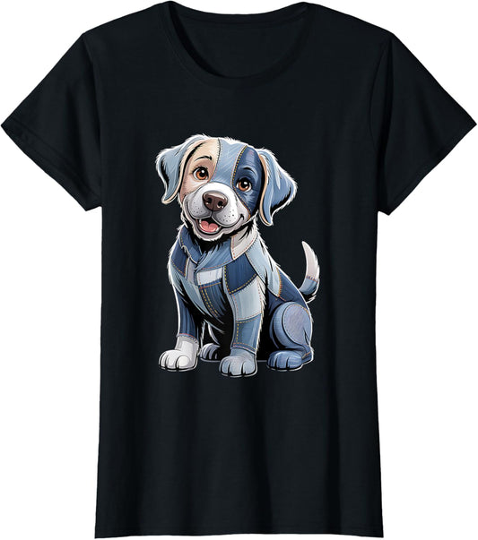 Labrador Retriever Denim Graphic Dog Cute Blue Jean Puppy T-Shirt