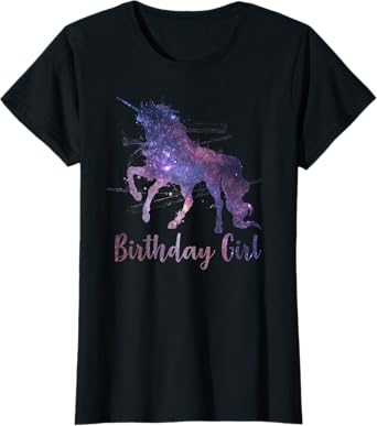 Unicorn Space Design Birthday Shirt Gift Stars T-Shirt