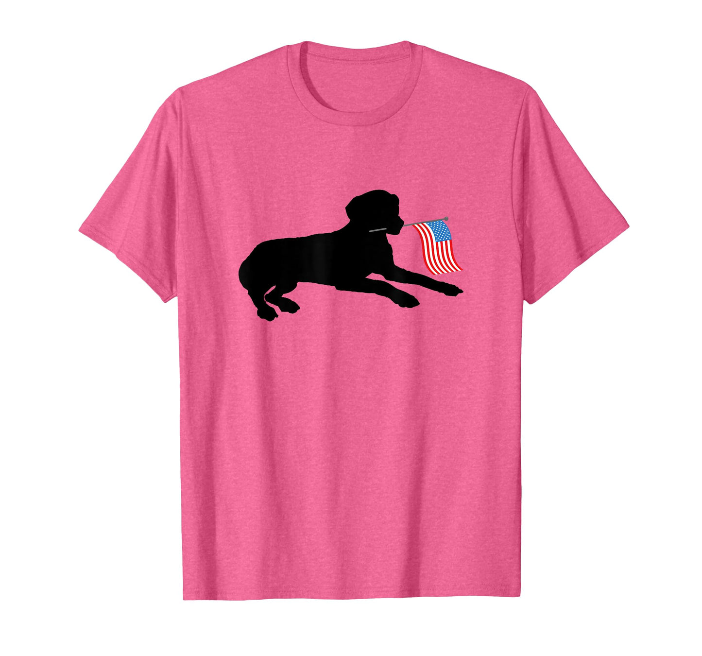Black Lab Dog Holding July 4th Patriotic USA Flag T-Shirt T-Shirt