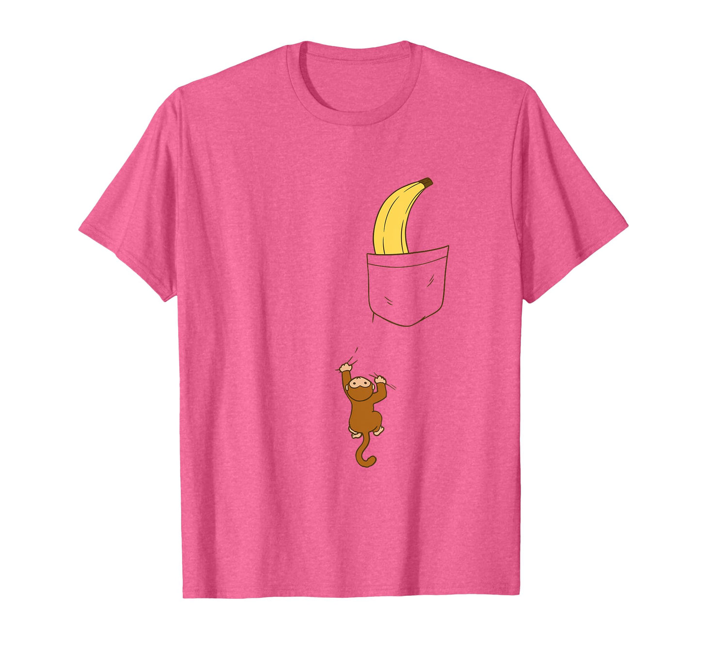 Cute Baby Monkey Climbing for Banana in Pocket Funny Animal T-Shirt