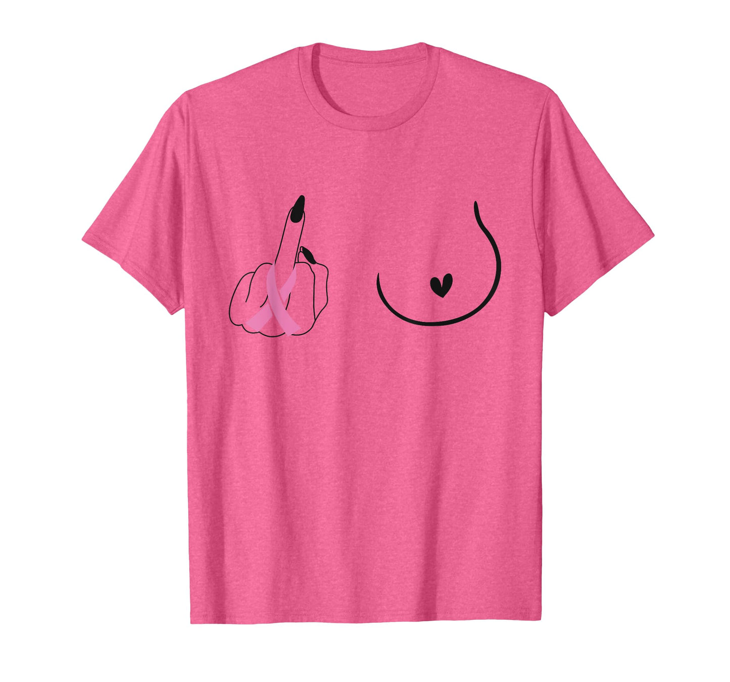 Breast Cancer Pink Ribbon Middle Finger Artistic Breast Mom T-Shirt