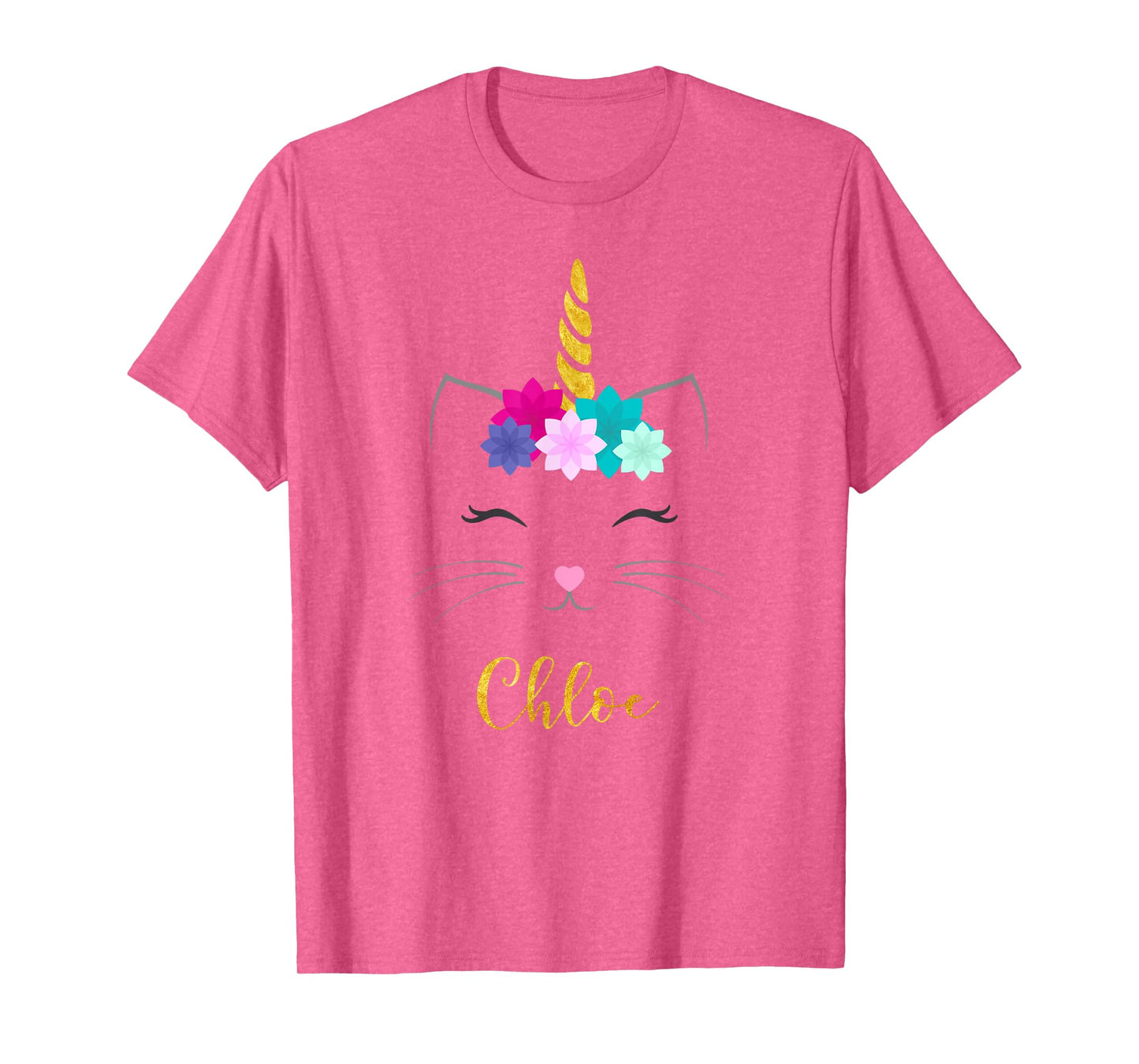 Chloe Name Shirt Cat Unicorn Personalized Birthday Gift