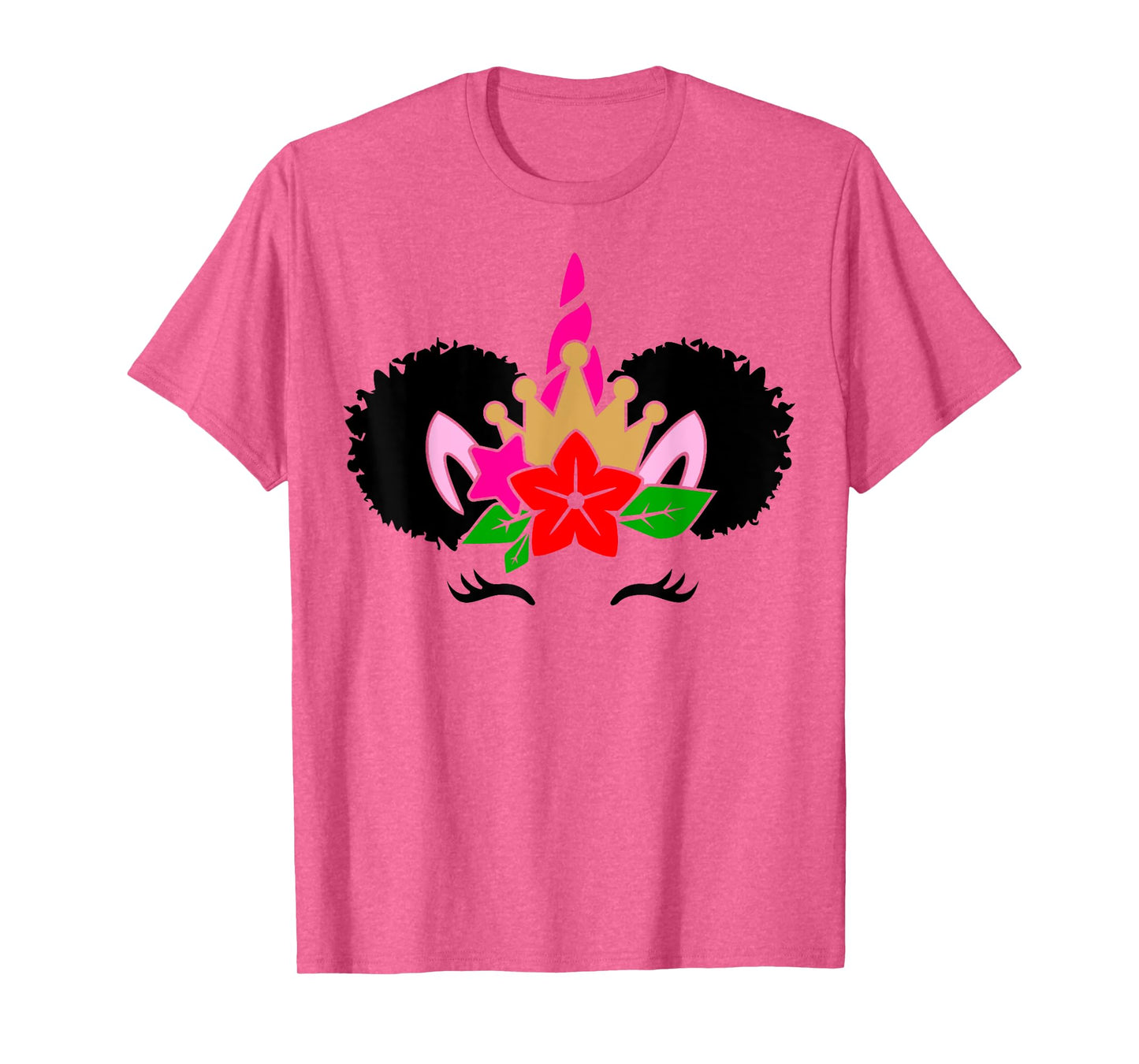 Black Girl Cute Unicorn Afro Hair Puffs Women Melanin T-Shirt