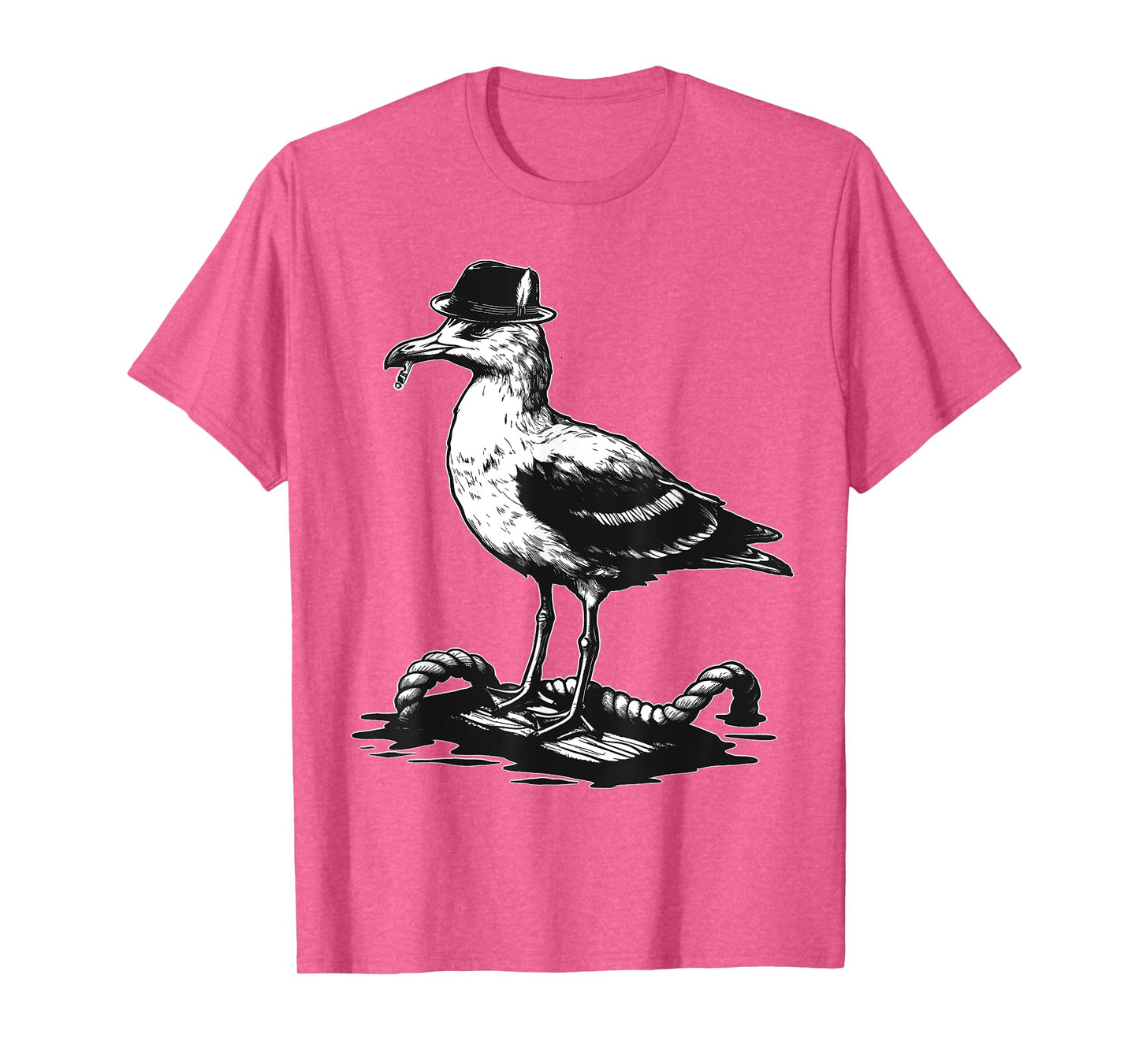 Vintage Seagull Bird Smoking Hat Rope Nautical Design T-Shirt