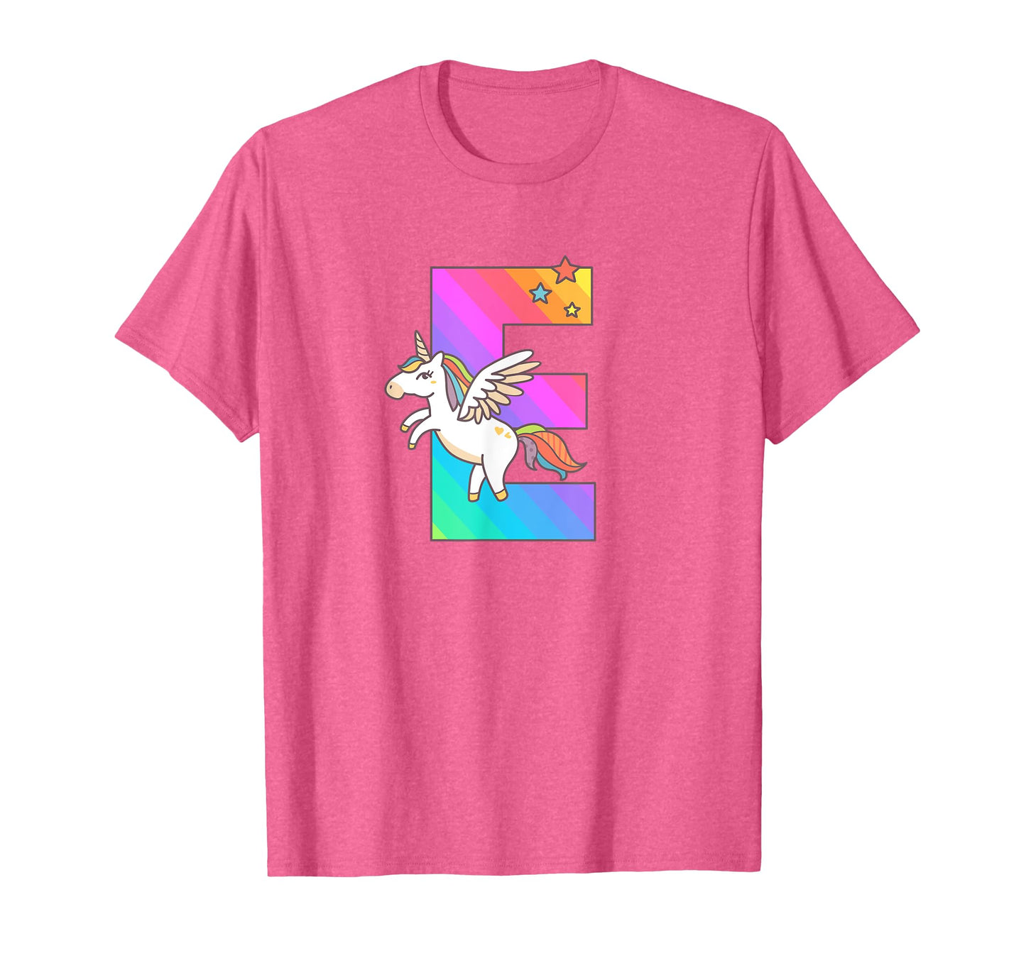 Unicorn Monogram Letter E Initial Cute Girls Birthday Gift T-Shirt