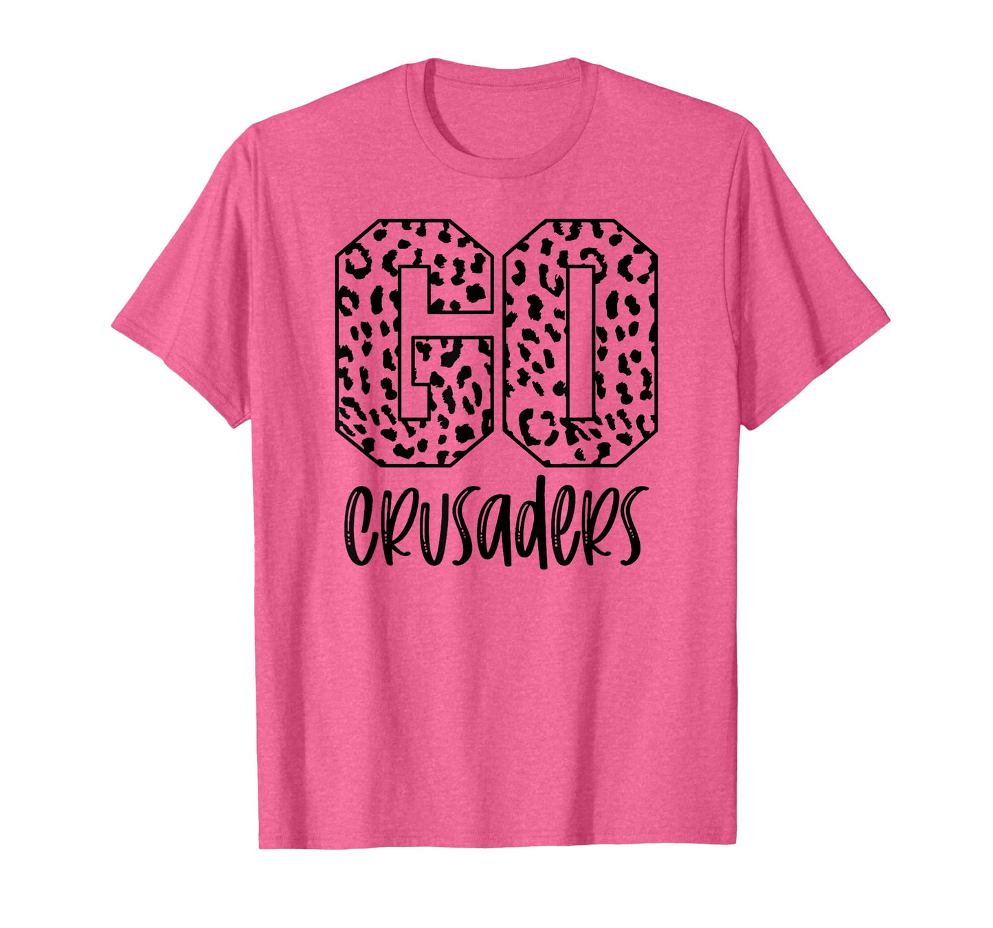 Crusaders Team Mascot School Spirit Game Night Leopard Print T-Shirt