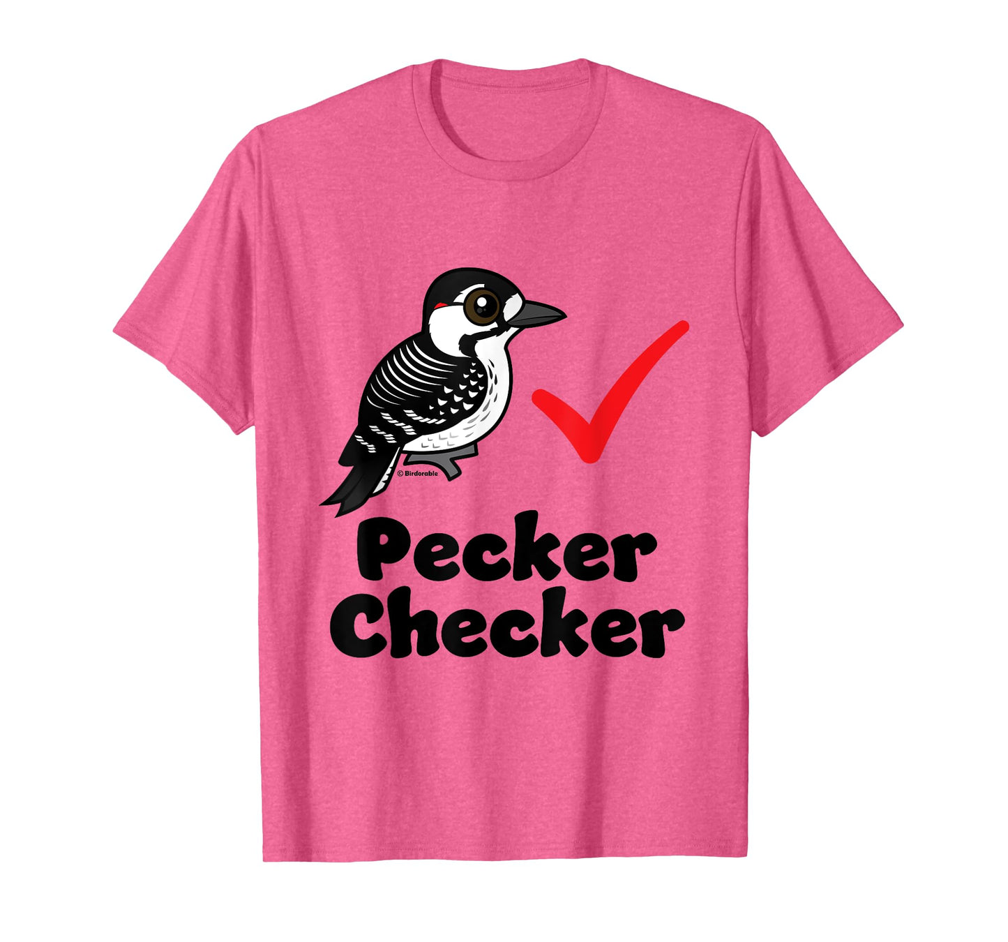 Cute Cartoon Red-cockaded Woodpecker Checker Funny Birder T-Shirt