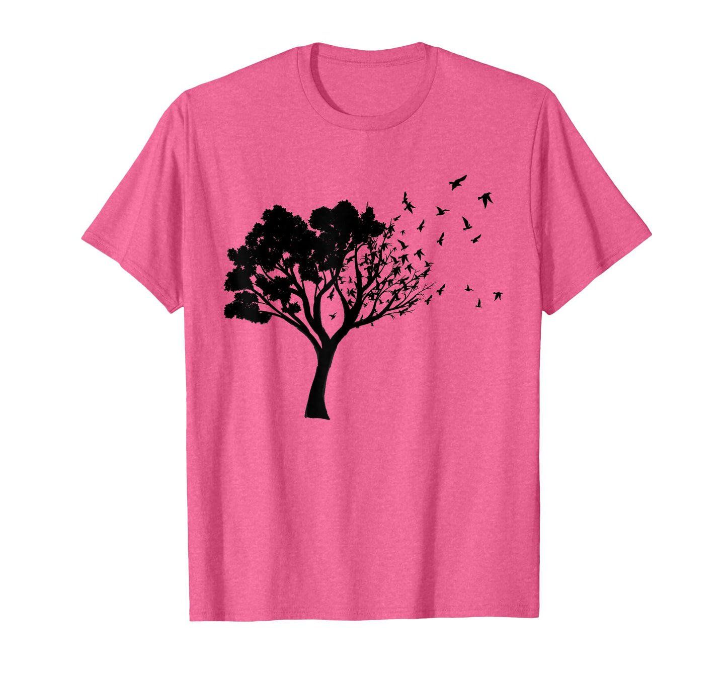 Black Tree And Birds Flying Away Free In Nature Silhouette T-Shirt