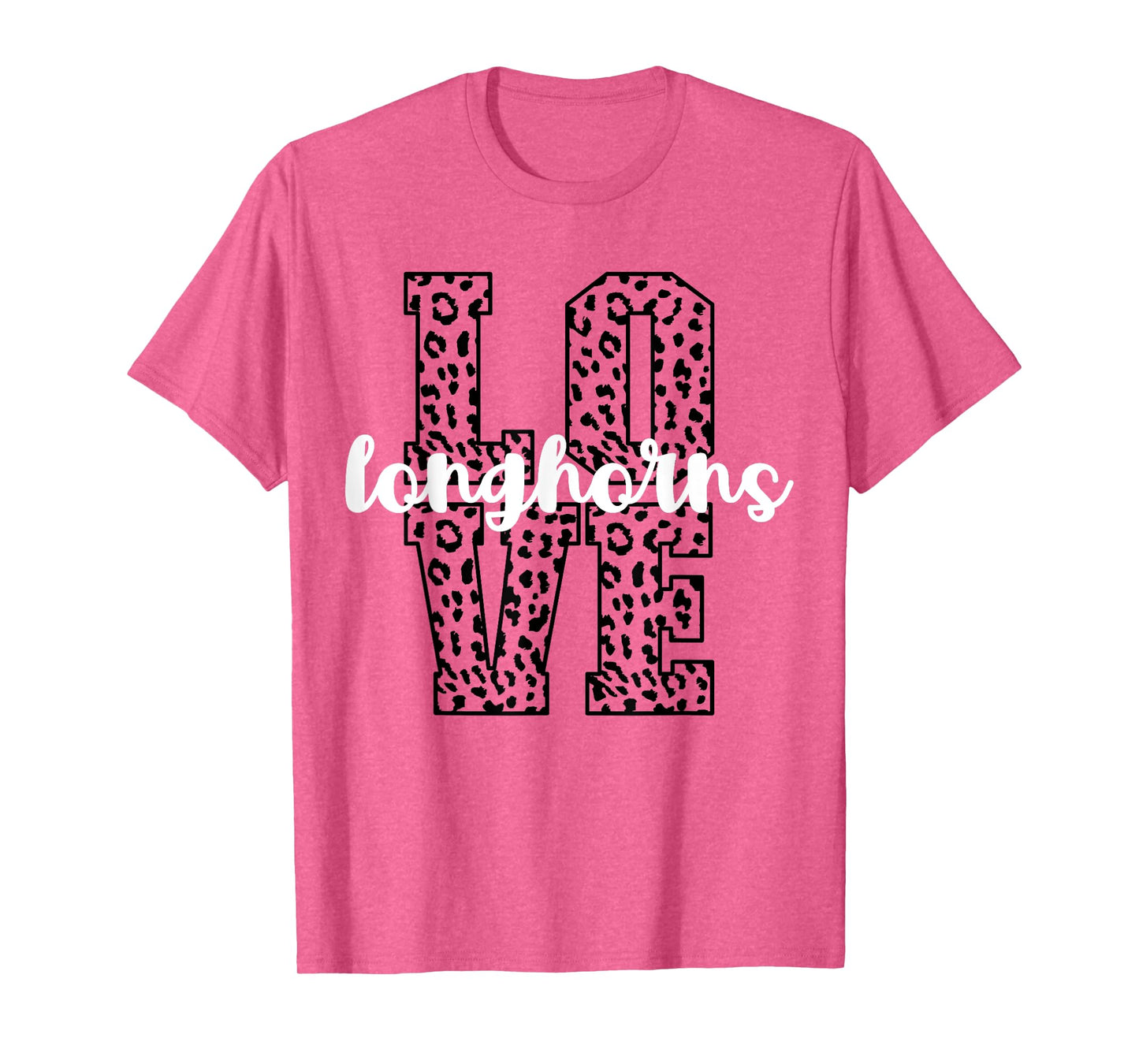 Longhorns Love Team Mascot School Spirit Game Night Leopard T-Shirt