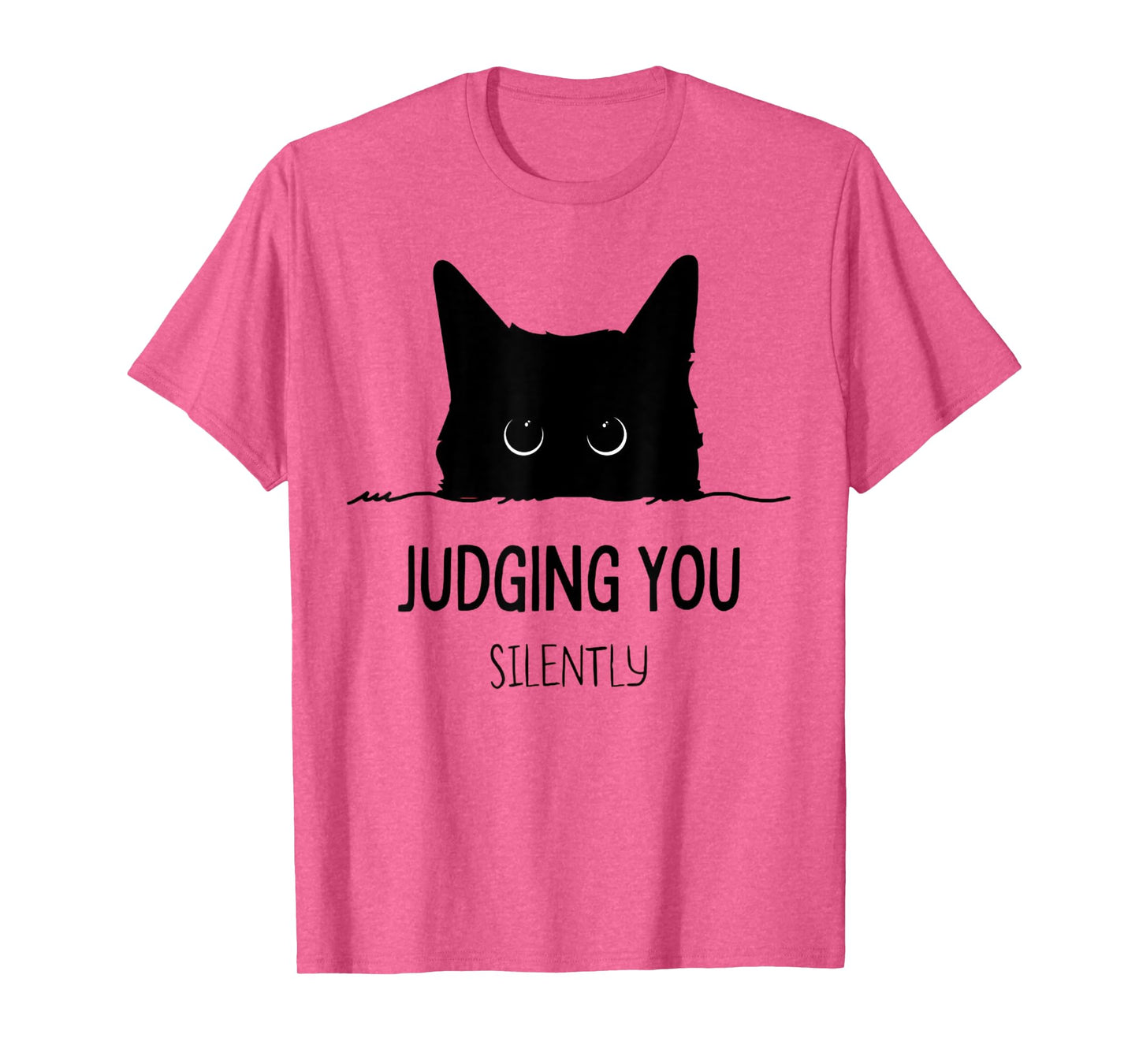 Cat Judging You Silently Funny Black Cat Mom Dad T-Shirt for Men Women Girls Kids
