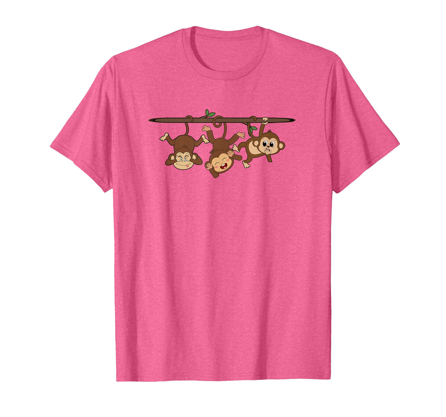 Hear See Speak No Evil Japanese Proverb Design Unisex-Adults, Unisex-Kids White Short Sleeve Cotton 60%, Polyester 40% Monkey T-Shirt
