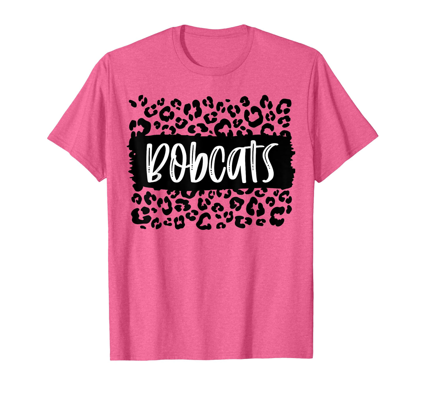 Bobcats Team Mascot School Spirit Game Night Leopard Print T-Shirt