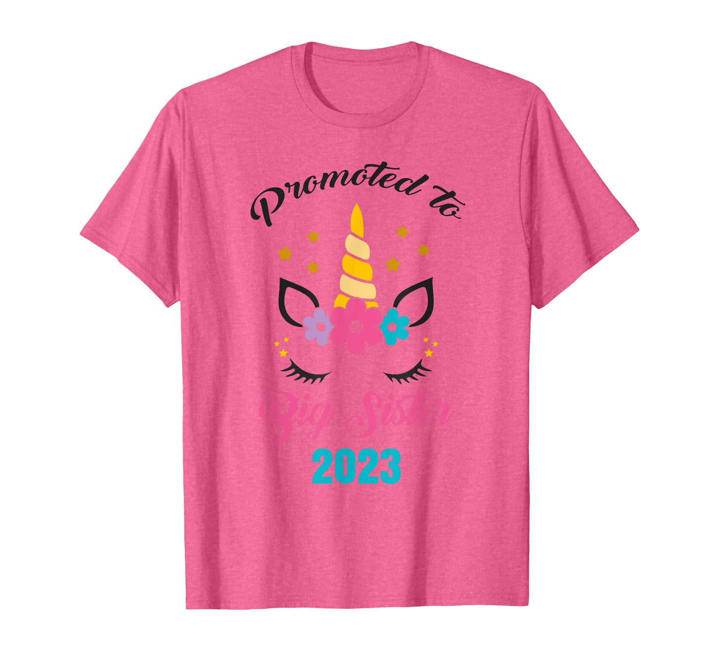 Cute Promoted to Big Sister 2023 Girls Unicorn T-Shirt