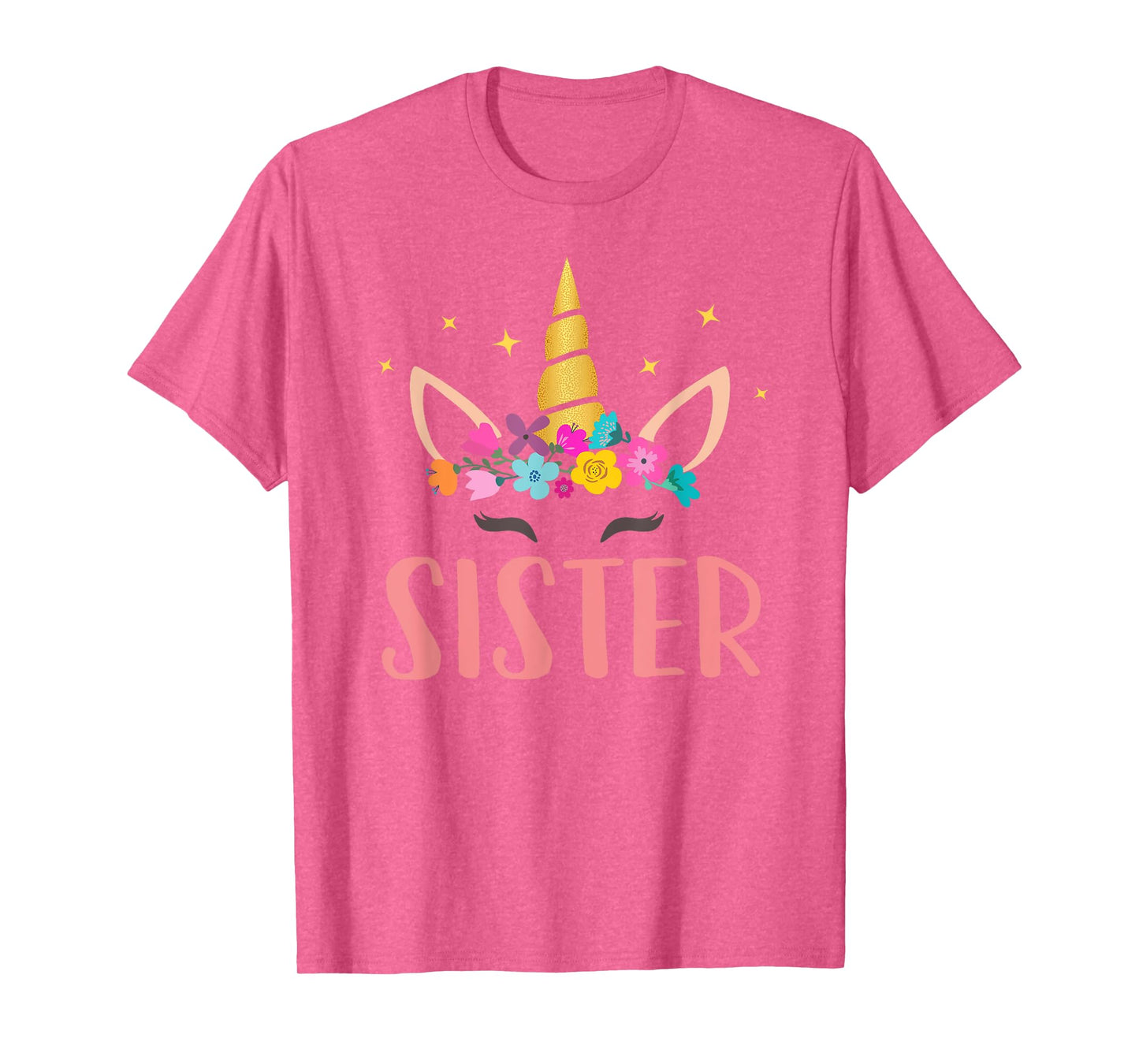 Sister Unicorn Floral Birthday Matching T-Shirt